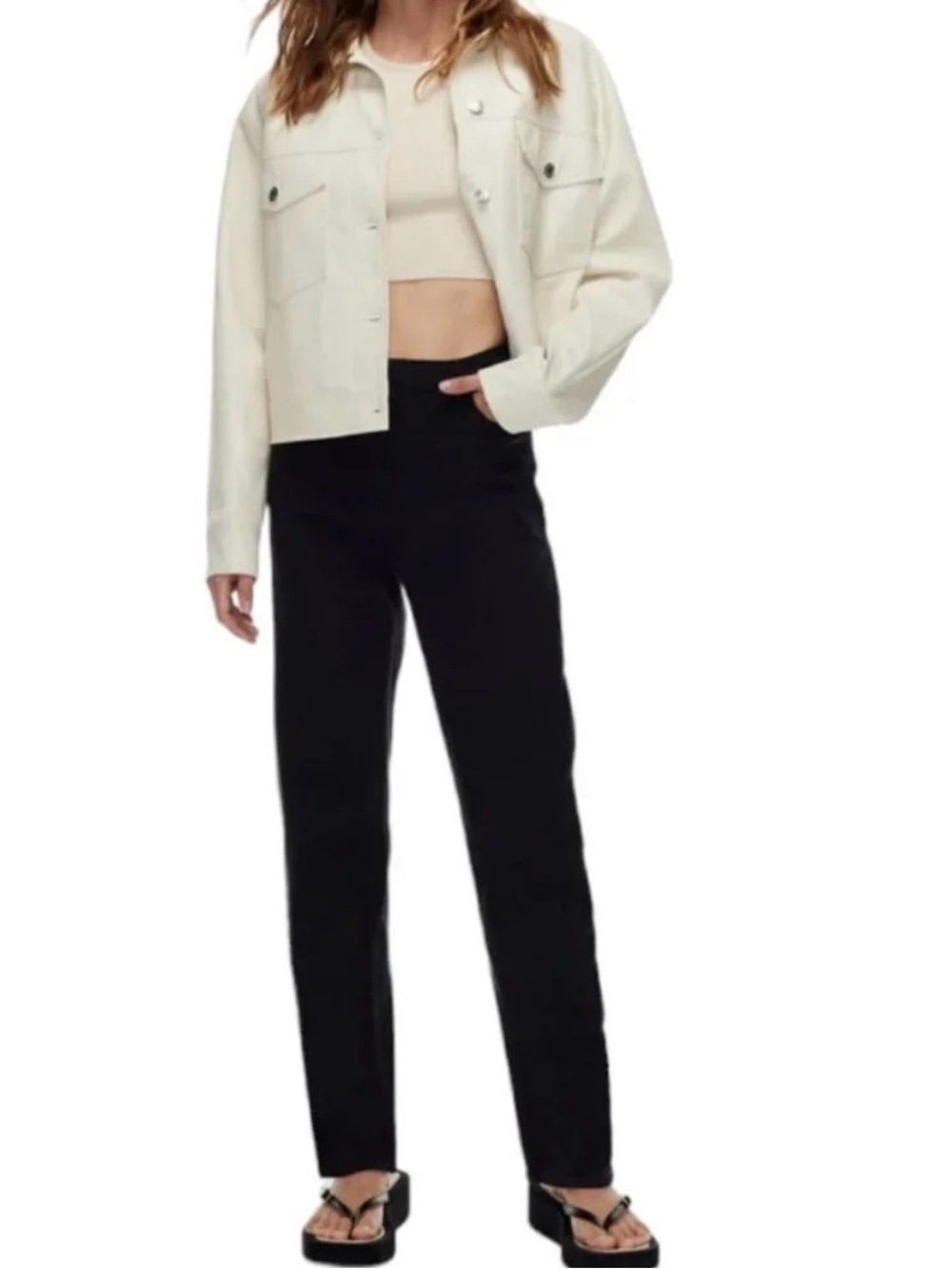 Aritzia Wilfred Free Melina Twill Straight Leg Pants in Black - Size 4